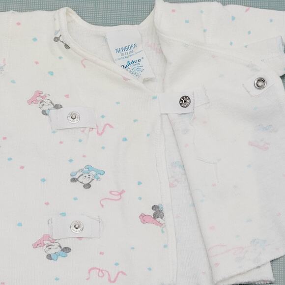 Vtg 80s Dundee Disney Babies Snap Cross Body Crib Shirt NB Mickey Minnie Mouse - Picture 7 of 12